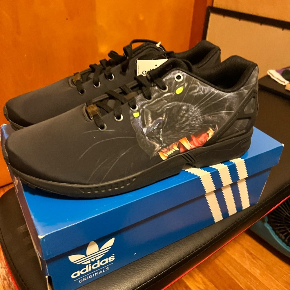 Adidas ZX Flux “panther” Black Size 13 with the box